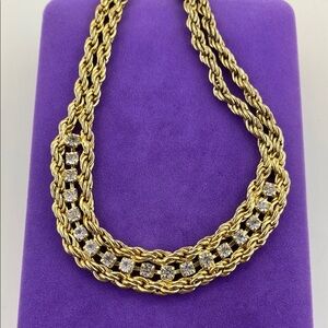 💛 Vintage Gold Plated Crystal Necklace